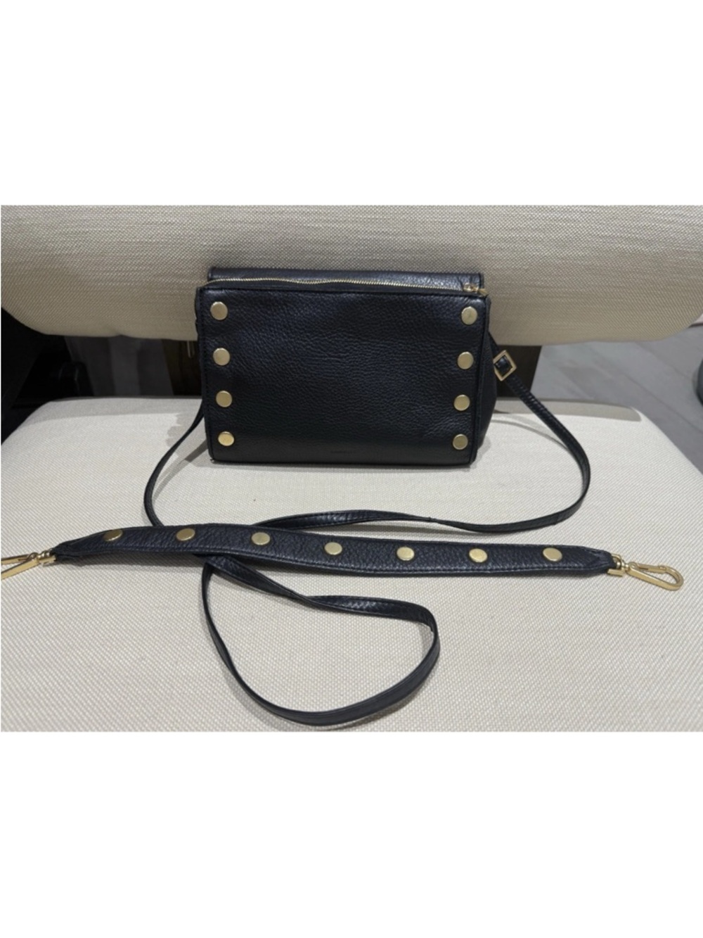 Authentic $495 HAMMIT Montana Clutch Black Leather / Gold Metal Shoulder Bag sm - Picture 14 of 16